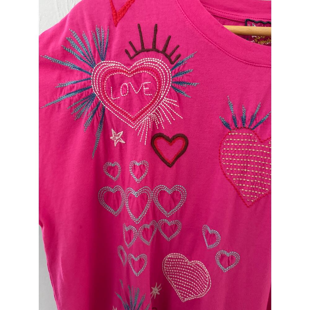 Johnny Was Amour Short Sleeve Embroidered Tee Size Large - Picture 6 of 11